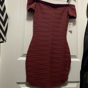 BRAND NEW. Eggplant off shoulder dress
